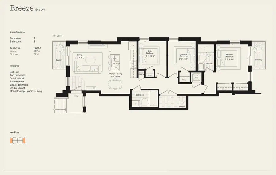 Breeze floor plan with room dimensions